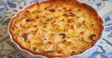 Quiche de saison : poulet, poireaux et champignons