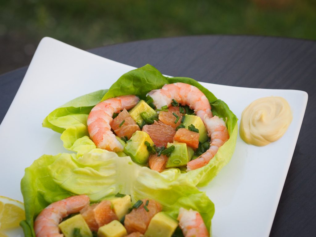 Crevettes avocat agrumes